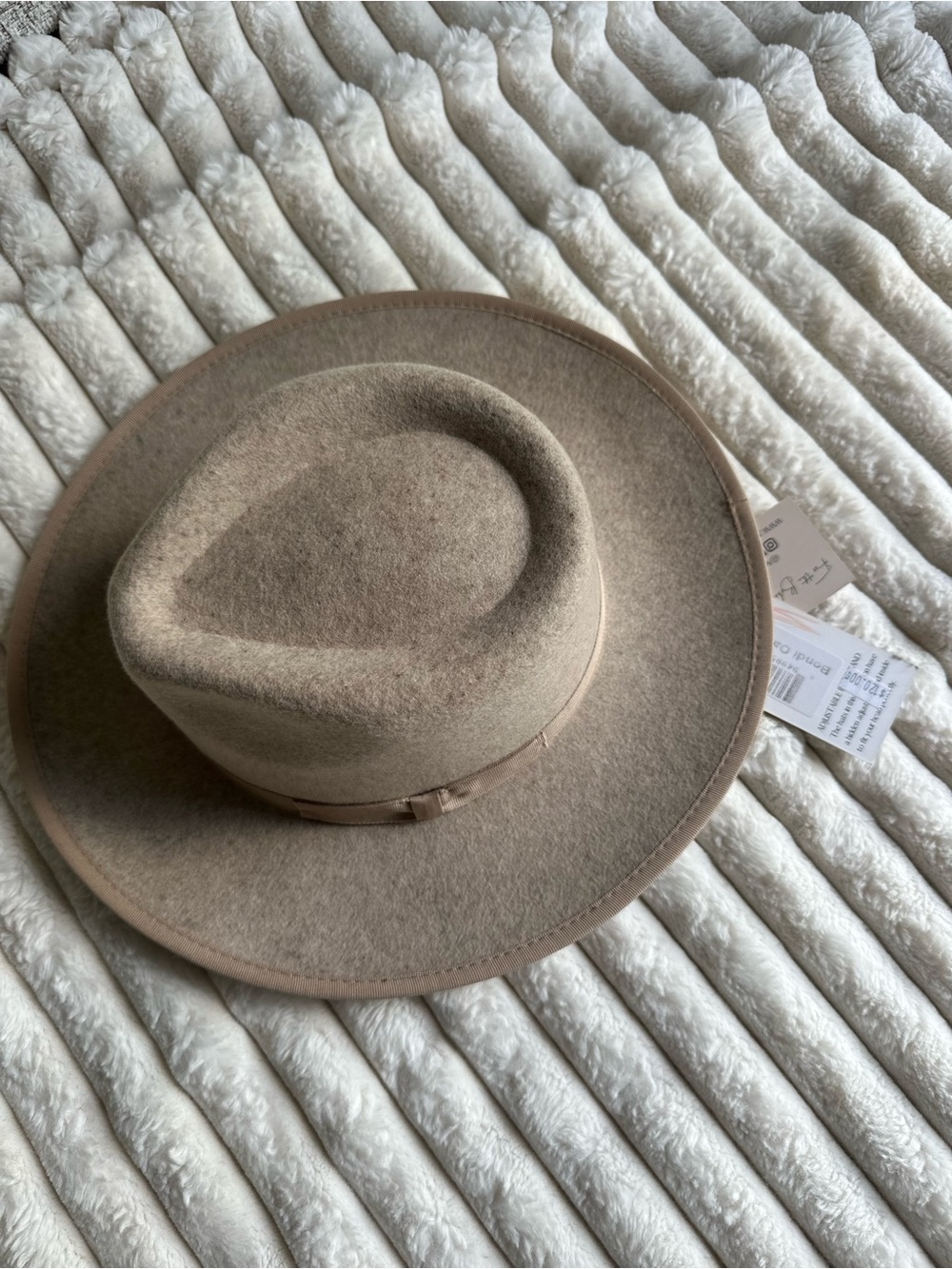 Women's Taupe Felt Wide-Brim Fedora Hat